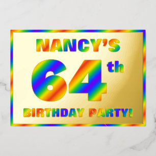 64th Birthday Party — Fun, Rainbow Spectrum “64”