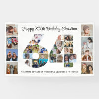 64th Birthday Party Number 64 Photo Collage