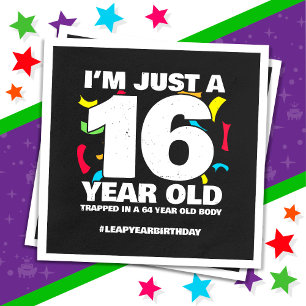 64th Birthday Party Trapped Leap Year Day Feb 29th Napkin