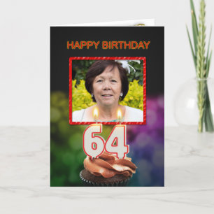 64th Birthday with cake and candles Card