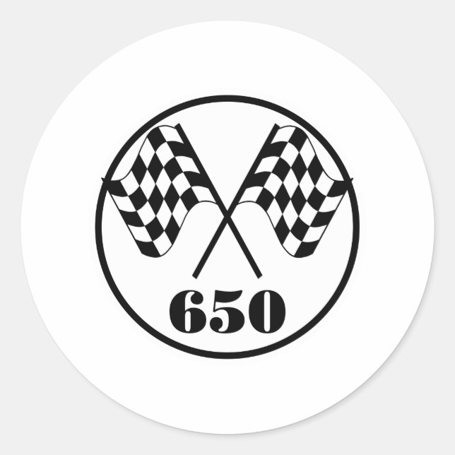 650 Chequered Flags Classic Round Sticker (Front)