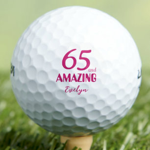65 and Amazing Grandma Gift – Pink 65th Birthday Golf Balls