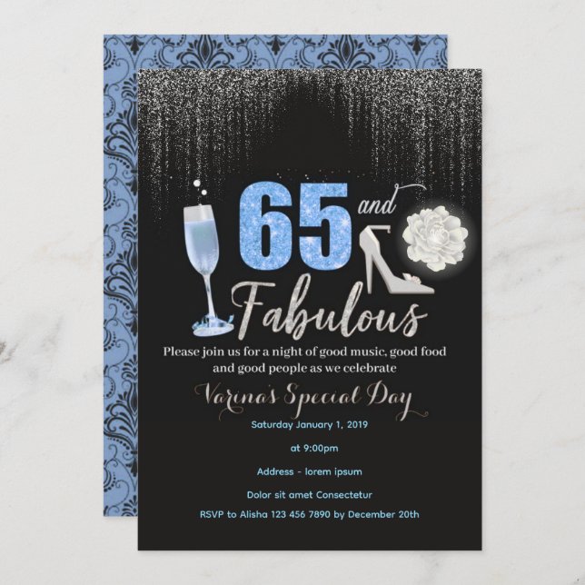 65 and Fabulous Birthday Invitation for Women (Front/Back)