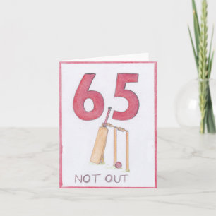 65 and not out, cricket birthday card