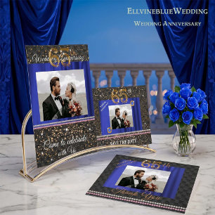 65 Anniversary Photo Thank You Card Blue Sapphire