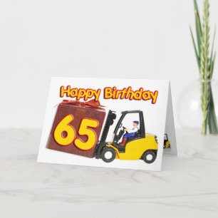 65 birthday card with a fork lift truck