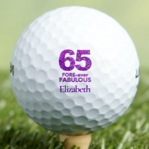65 FORE-ever Fabulous 65th Birthday Purple Flowers Golf Balls