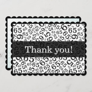 65 "Thank you!" Black/White Number Pattern Thank You Card