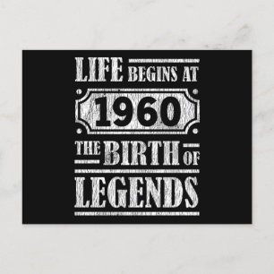 65 Year Old 1960 Birth Of Legend 65th Birthday Postcard