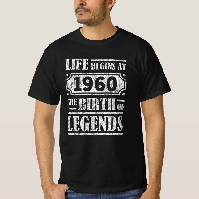 65 Year Old 1960 Birth Of Legend 65th Birthday T-Shirt (Front)