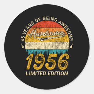 65 Year Old Bday 1956 Awesome Since 65th Birthday Classic Round Sticker