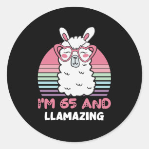65 Year Old Bday Llamazing 65th Birthday Llama Classic Round Sticker