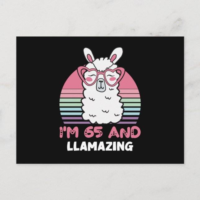 65 Year Old Bday Llamazing 65th Birthday Llama Postcard (Front)