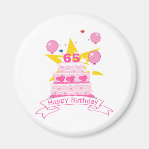 65 Year Old Birthday Cake Magnet