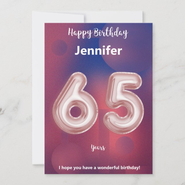 65 year old Happy Birthday card (Front)