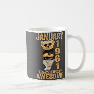 65 Year Old January 1961 Teddy Bear 65th Birthday  Coffee Mug