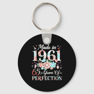 65 year old made in 1961 floral 65th birthday wome key ring