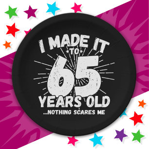 65 Year Old Sarcastic Meme Funny 65th Birthday Paper Plate