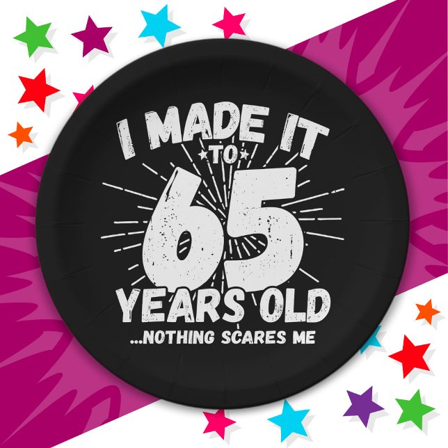 65 Year Old Sarcastic Meme Funny 65th Birthday Paper Plate (Creator Uploaded)
