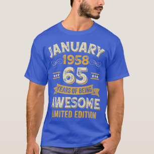 65 Years Awesome Vintage January 1958 65th Birthda T-Shirt