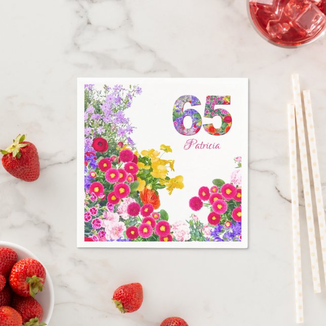 65 Years Elegant Garden Floral – 65th Birthday Napkin (Insitu)