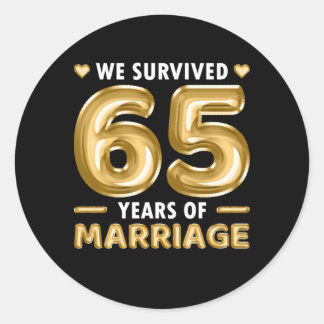 65 Years Marriage 65Th Wedding Anniversary Classic Round Sticker