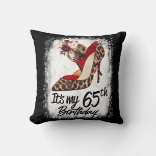 65 Years Old High Heels Leopard It's My 65th Birth Cushion