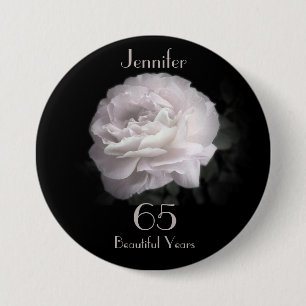 65 Years Old, Pale Pink Rose Button Pin