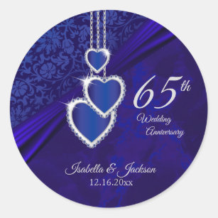 65th / 45th Sapphire Wedding Anniversary Design Classic Round Sticker