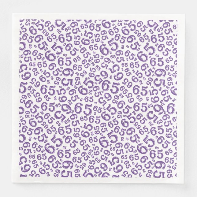 65th Age Random Number Pattern Purple/White Napkin (Front)