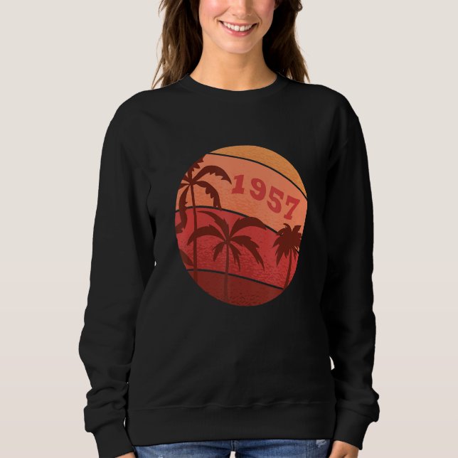 65th Anniversary Classic Retro Palm Sunset Birthda Sweatshirt (Front)