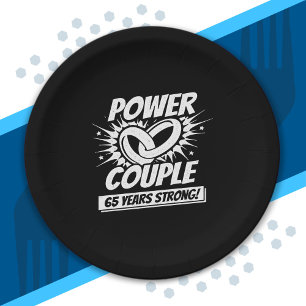 65th Anniversary Couples Married 65 Years Strong Paper Plate