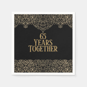 65th Anniversary Gold Lace On Black Napkins