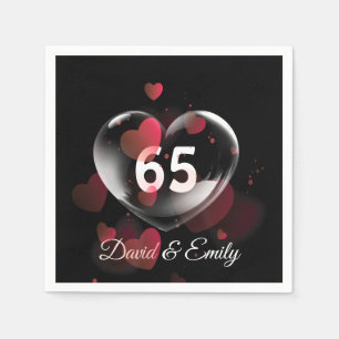 65th Anniversary Heart Bubble With Red Hearts  Napkin