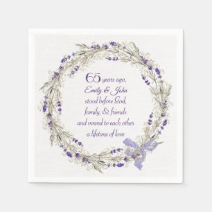 65th Anniversary Lavender Wreath Napkin