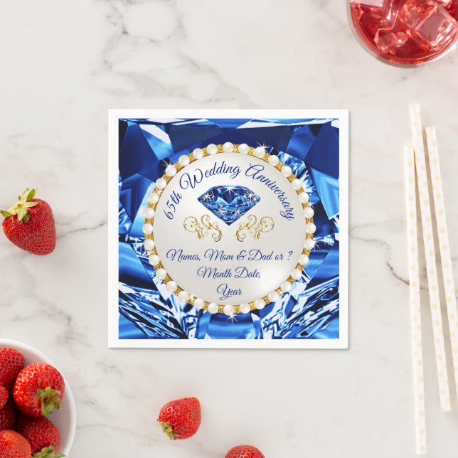 65th Anniversary Napkins, Stunning Sapphire Design Napkin (Insitu)