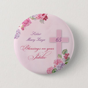 65th Anniversary of Religious Life Catholic Nun 6 Cm Round Badge