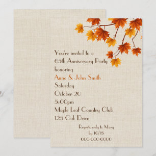 65th Anniversary Party Autumn Leaves Invitation