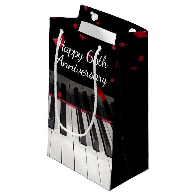 65th Anniversary Piano Keyboard Small Gift Bag (Front Angled)