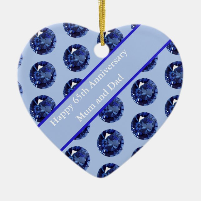 65th Anniversary Sapphire Editable Ceramic Ornament (Front)