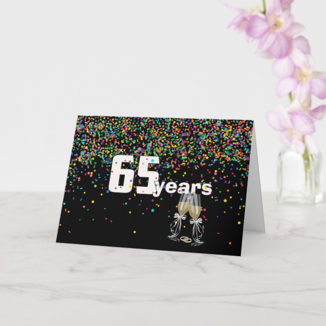 65th anniversary toast in confetti card (Orchid)
