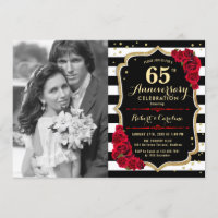 65th Anniversary with Photo - Gold Black Red