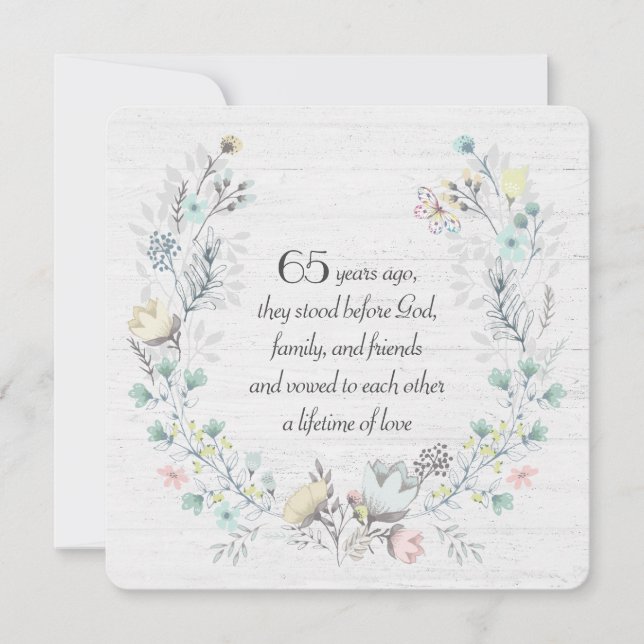 65th Anniversary Wreath On Wood Invitation (Front)