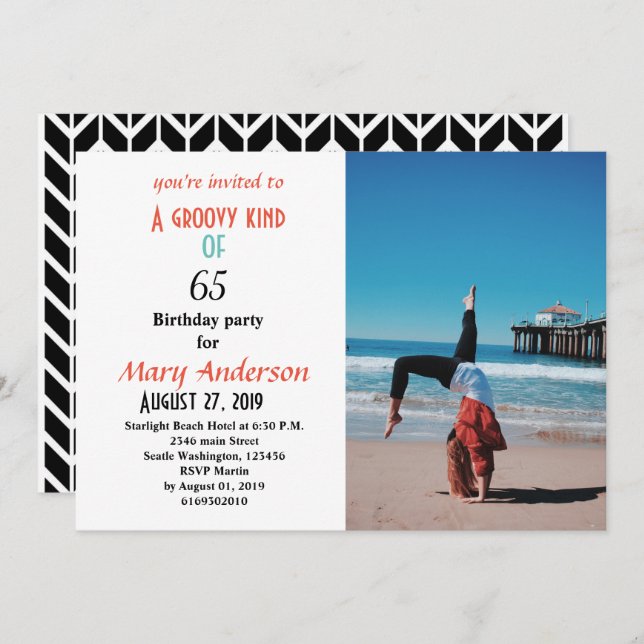 65th birthday A groovy kind of 65 birthday Invitation (Front/Back)