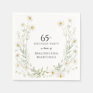65th Birthday April Birth Month Flower Daisy Napkin