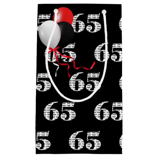 65th birthday balloon bouquet small gift bag (Front)