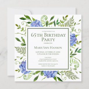 65th Birthday Blue Hydrangeas Card Request 