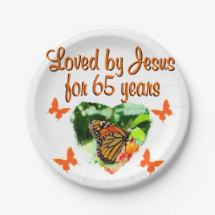 65TH BIRTHDAY BUTTERFLY PAPER PLATE