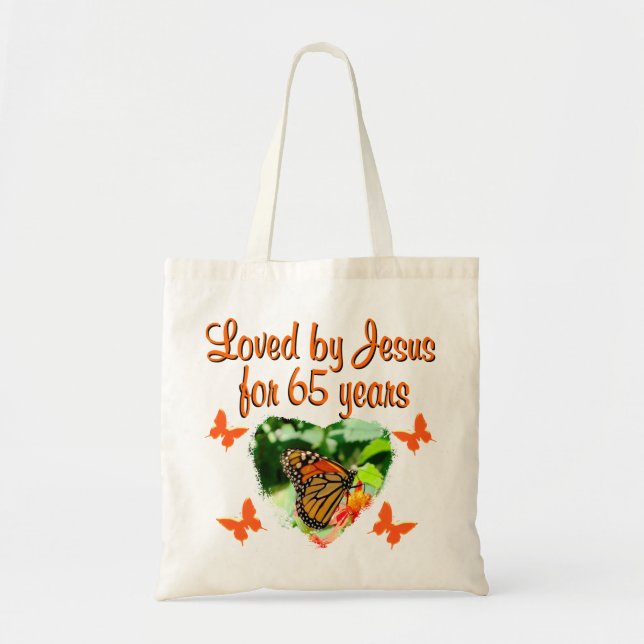 65TH BIRTHDAY BUTTERFLY TOTE BAG (Front)