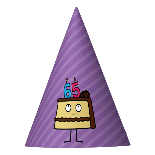 65th Birthday Cake with Candles Party Hat (Front)